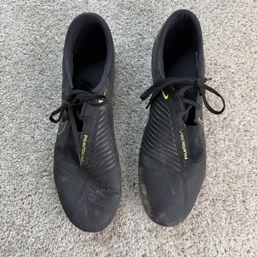 Nike Phantom VNM Soccer Cleats Shoes Mens 13 Black Volt Firm Ground FG Lace Up